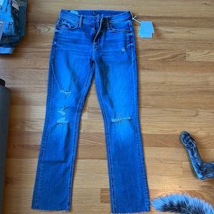 Mother mid rise dazzler ankle fray, weekend warrior, size 25